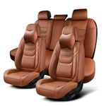 TIEHESYT Car Seat Covers Full Set, Breathable Leather Automotive Front and Rear Seat Covers & Headrest for Reduce The Driving Fatigue, Compatible with Most Vehicles, Cars (Brown, Front Pair and Rear)