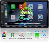 ATOTOEXCEL Double Din Car Stereo, Bulit in DAB+, Wireless CarPlay & Wireless Android Auto, 7 Inch QLED Touch Screen for Car with Quick Charge, Bluetooth, Live Rear View, MirrorLink, F7G2A7-XED-A