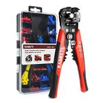 KAIWEETS Wire Stripper Crimper Set, 3-in-1 Stripper Cutter Crimper AWG10-24 Compound Automatic Wire Stripper with 261PCS Terminals, for Cutting Stripping Crimping