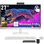 HP 27" FHD Touchscreen All-in-One Desktop, AMD Ryzen 5 7520U, 16GB LPDDR5, 1.16TB Storage (1TB SSD+160GB Docking Station), Radeon Graphics, Wi-Fi 6, Wireless Keyboard & Mouse, Win 11 Pro, White