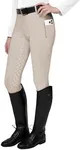 FitsT4 Sports Women's Full Seat Riding Tights Active Silicon Grip Horse Riding Tights Equestrian Breeches Apricot Size M