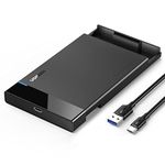 UGREEN USB C Hard Drive Enclosure USB 3.1 Gen 2 Type C to SATA External Hard Drive Disk Case Adapter Housing for 9.5mm 7mm 2.5 Inch SATA I II III, PS4, HDD, SSD Up to 6TB, UASP Tool Free
