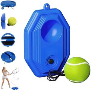 HISKI Tennis Ball Training Baseboard, Tennis Rebounder with Weighted Base, Tennis Trainer Ball with String, Portable Tennis Training Equipment Self Training Tool (Blue A*1PC)