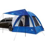 Napier Sportz Hatchback and Small CUV Tent 8'x8' Waterproof Camping Tent with Awning 4 Person Blue/Grey Car Tent