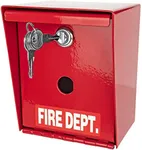 Fairly Odd Treasures Fire Safe Box for Home with 2 Keys - Stainless Steel Wall-Mounted Firebox, Water & Fire Proof Lock Boxes for Home, 4.15" X 4.50" X 5.53"- Red