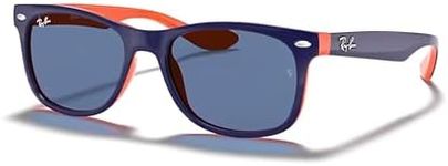 Ray-Ban Junior XS Kids' New Wayfarer RJ9052S 178/80 47MM Blue on Orange/Blue Square Sunglasses for SMALL Boys and Girls + BUNDLE With Designer iWear Eyewear Kit