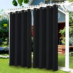 LiveGo Outdoor Patio Curtains, Blackout Waterproof Curtains Thermal Insulated Outdoor Garden Curtains for Porch/Pergola/Yard/Sliding Door/Arbor (Black, 52 * 94inch)