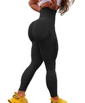 STARBILD Seamless Gym Leggings for Women High Waisted Scrunch Bums Leggings Butt Lift Yoga Pants for Girls Workout Running Sports Fitness Black 2XL