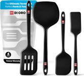 New DI ORO Seamless Series Moda 4-Piece Silicone Turner Spatula Set - 600°F Heat-Resistant Flexible Kitchen Spatulas for Nonstick Cookware - Flippers for Eggs & Pancakes - Utensils for Cooking (Black)