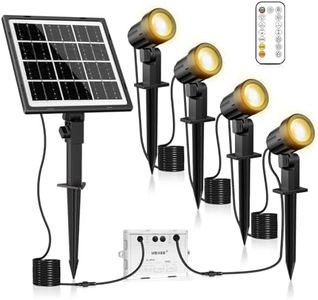 MEIKEE Spot Solaire Exterieur 4 en 1 Lampe Solaire Exterieur Étanche IP66, 3 Modes d'Éclairage, Luminosité et Couleur Réglable, Câble 14M, Lumière Solaire Télécommandé pour Jardin, Chemin, Cour