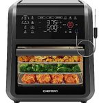 CHEFMAN ExacTemp™ 12 Quart 5-in-1 Air Fryer with Integrated Smart Cooking Thermometer, 28 Touchscreen Presets, Rotisserie, Dehydrator, Bake, XL Convection Oven with Auto Shutoff, Black