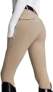 FitsT4 Sports Women's Fleece Horse Riding Pants Khaki Medium