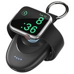 LVFAN Portable Charger for Apple Watch, 1400mAh Power Bank for iWatch, Keychain Battery Pack for Travel, Magnetic Wireless Charger for Apple Watch Series 10/9/8/7/6/5/4/3/2/SE/Ultra 2 - Black