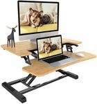 FLEXISPOT 71 CM Standing Desk Converter Height Adjustable Stand Up Desk Riser, Bamboo Home Office Desk Workstation for Dual Monitors and Laptop