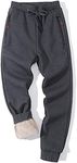 Gihuo Men Sweatpants Sherpa Fleece Lined Sweatpants Winter Thermal Active Outdoor Sports Track Jogger Pants(Darkgrey-L)