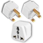 KAVANA (3 pcs) Type G, Universal Flat Pin 3Pin Travel Power Plug Converter Adapter Compatible in UK Countries, England, Scotland, Wales and Ireland (Pack of 3)