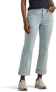 Lee Women's Mid Rise Boyfriend Jean, White Frost Dx, 12