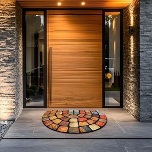 ubdyo Unique Design Door mat - Flocked Fiber Surface Doormat for Efficient Dirt Trapping - All Weather Front Door Mat Indoor Entrance - Anti Slip Welcome Matt Outdoor - (36" x 24", Orange)