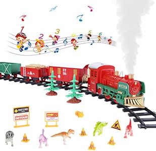 Electric Train Set for Boys and Girls - Christmas Train Set with Real Smoke, Sounds & Lights - Classic Toy Train with Steam Locomotive Engine - Includes 3 Train Cars and 10 Tracks