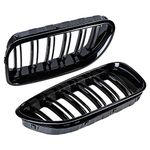 Astra Depot Gloss Black Dual Slats Front Kidney Grille Compatible For BMW M6 F06 F12 F13 640i 650i Coupe 2012-2018