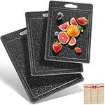 DIFULI Chopping Board Set, 3 Chopping Board Plastic with Non-Slip Feet and Juice Grooves, BPA Free, Easy Grip Handle, Dishwasher Safe Cutting Boards, Black Chopping Boards for Kitchens