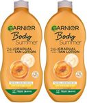 Garnier Summer Body Gradual Tan Moisturiser Light, For A Radiant Sun Kissed Glow, Suitable For Face & Body, 24 Hour Hydration & A Natural Even Tan, Fast Absorption, Vegan Formula, 400ml (Pack of 2)