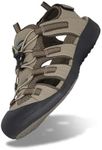 GRITION Mens Hiking Sandals Closed Toe，Walking Sandals For Men Adjustable Heel Strap For Sports and Outdoors,Trekking Summer Beach Water Shoe Beige 9UK/43EU