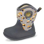 JAN & JUL Toddler Boys Waterproof Snow Rain Boots (Grey Construction, Size 7 Toddlers)