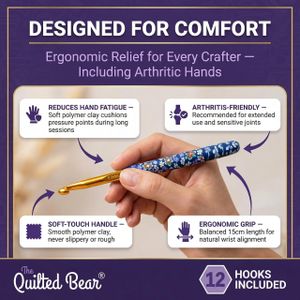 Quilted Bear Floral Crochet Hook Set – Ergonomic Handles, 9-Piece