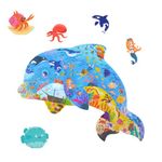 Puzzles for Kids Ages 4-8, 8-10, Dolphin Shaped Jigsaw Puzzles, Sea Animals Puzzles for Children Learning Educational Puzzles Toys for Boys and Girls, Travel Puzzles Toys for Kids