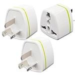 3 Pack Australia New Zealand Travel Adapter -Type I Plug, Universal 3 Prong to 3 Prong Outlet Plug Adapter Power Adaptateur for International Tourists from European/India/UK/US/CA to AU-White