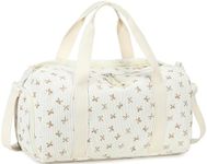 Gym Bag Sports Duffle Bag with Wet Pocket Weekender Overnight Bags with Waterproof Shoe Pouch and Air Hole for Girls Kids Women Workout Travel Bags (Brown Bow - Beige)