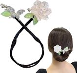 INHEAVEN 1 pc Rhinestone Flower Hair Clip, New Flowers Deft Bun Maker, Lazy Hair Curler Bun Clips Deft Bun Hair Twister, Elegant Flower Hair Clip (style E)