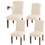 Granbest High Stretch Dining Chair Slipcovers, Universal Fit Jacquard Parson Dining Chair Covers, Removable Chair Protectors for Dining Room, Kitchen, Restaurant and Hotel (Set of 4, Beige)