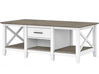 Bush Furniture Key West Coffee Table with Storage in Pure White and Shiplap Gray