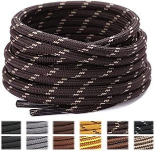 Stepace Round Shoelaces [2 Pairs] Heavy Duty Boot Shoe Laces for Hiking Work Boots Coffee Khaki-140(Dots)