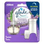 Glade PlugIns Air Freshener Starter Kit, Scented and Essential Oils for Bathroom and Home Fragrance, Tranquil Lavender and Aloe, 1 Warmer and 1 Refill