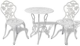 vidaXL Elegant 3-Piece Bistro Set - Cast Aluminium and Iron Construction - Weather-Resistant Outdoor Furniture - Includes Round Table and 2 Chairs