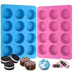 Round Chocolate Cookie Molds,SAGOOITS Oreo Chocolate Silicone Mold 12-Cavity Cylinder Chocolate Silicone Molds for Covered Oreo, Cookies Candy Jelly Mini Cakes and Muffin Baking(2 PCS)