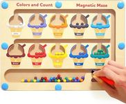 Magnetic Color and Number Maze,Montessori ToyWooden Magnet Balls Puzzles,Toddler Busy Board Game,Preschool Learning Activities,Christmas & Birthday Kids for 3-6 Years Old Girls boy