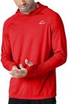 Willit Men's Sun Shirts UPF 50+ Protection Hoodie Rash Guard Shirt SPF UV Shirt Long Sleeve Fishing Outdoor Lightweight Red XL