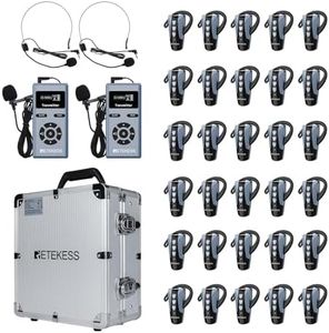Retekess TT106S Wireless Tour Guide System, Simultaneous Interpretation Devices, Wireless Headsets, Clear Sound Quality, 32-Slot Charge Case for Factory, Events, Meeting (2 Transmitters 30 Receivers)