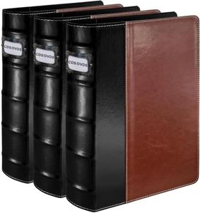 Salajory CD DVD Storage Binder with Zipper 3 Pack - Holds 168 Discs & 84 Booklet Pockets & 168 Tag Slots, High-end PU Leather Cover for Blu-ray Movies, Music CDs, Audio Disks, Portable Media Organizer