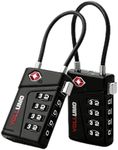 Vollumo TSA Approved Luggage Lock, 4-Digit Combination, Black Cable Padlock for Travel Suitcase (Black（2-Pack）)
