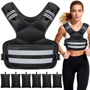 Adjustable Weighted Vest for Women and Men, 11-18lb Rucking Vest with 6 Ironsand Weights, Reflective Stripe and Storage Pocket for Running, Workouts, Strength Training