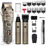 Hatteker Hair Clipper for Men, Waterproof Hair Trimmer Electric Shaver Razor, Cordless Hair Clippers Nose Hair Trimmer for Men, Shaving Kit for Nose Mustache Body Facial,Birthday Gift for Dad