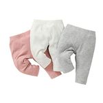 Baby Girl Leggings Solid Knitted Cotton Pants(Pack of 3) 0-3 Months