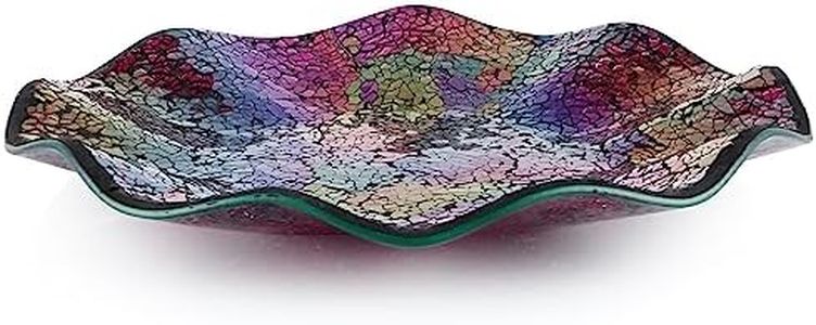 MDLUU Mosaic Centerpiece Tray, 11.6" Decorative Glass Plate, Home Decor Glass Bowl for Dining Room Table, Coffee Table, Gift (Multicolored Purple)