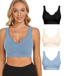 SIMIYA 3 Pack Sports Bras for Women Seamless Wireless Comfort Support Bra Removable Pads for Workout Yoga Running Fitness