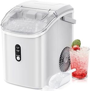 Nugget Countertop Ice Maker with Soft Chewable Pellet Ice, Automatic 34lbs in 24 Hours,Pebble Portable Ice Machine with Ice Scoop, Self-Cleaning, One-Click Operation, for Kitchen,Office White